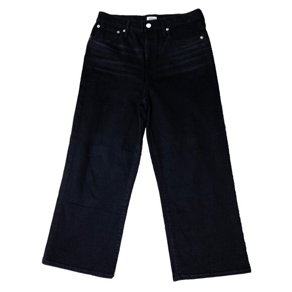J. Crew Jeans Women's Size 30 Black High Rise Slim Wide Leg Ankle Crop Denim - Picture 1 of 13